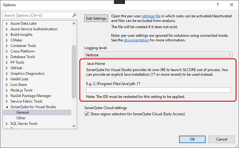 You can set your own JRE or use the JRE bundled with SonarQube for Visual Studio.